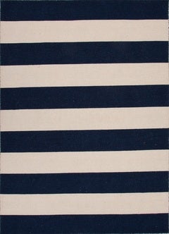 Navy Striped Rug