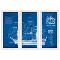 1785 Ship Blueprint Triptych
