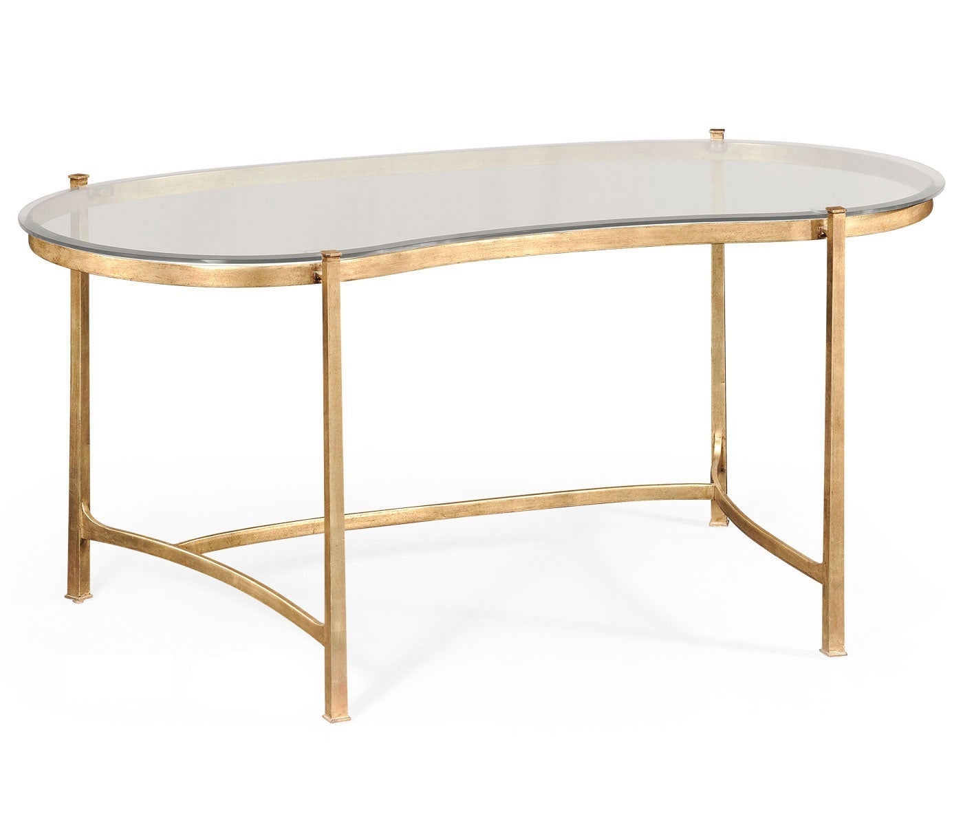 Gold and Glass Kidney Desk For Sale