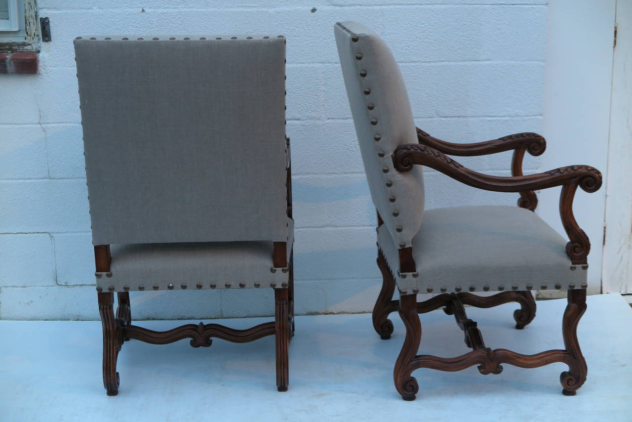 Pair of fauteuils. Re-upholstered at a later date.