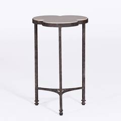Trefoil Stone and Iron Side Table