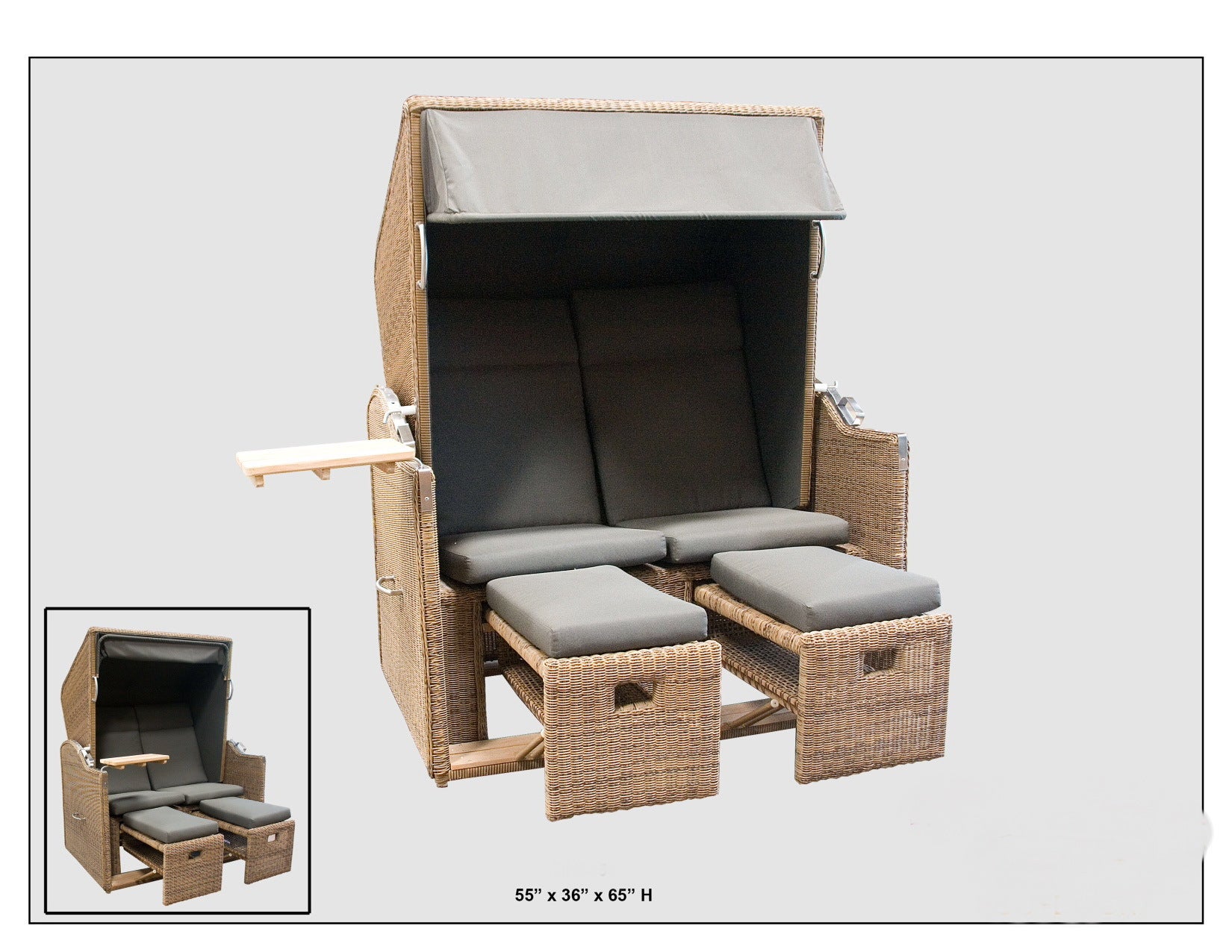 Outdoor Rattan Double Chaise Lounge For Sale