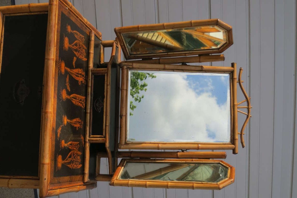 French Faux Bamboo Dressing Table In Good Condition For Sale In Bridgehampton, NY