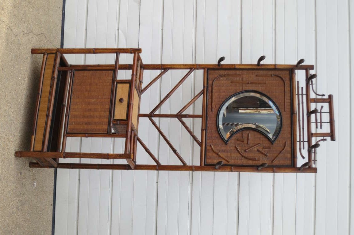 French Bamboo Hall Stand In Good Condition For Sale In Bridgehampton, NY
