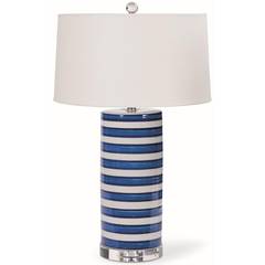 Ceramic Blue Striped Column Lamp