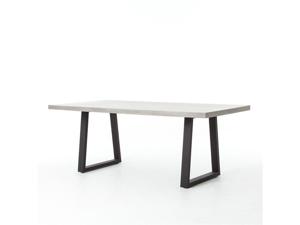 Concrete and Iron Square Base Dining Table For Sale