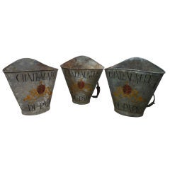 Antique Old French Vineyard Buckets in Zinc