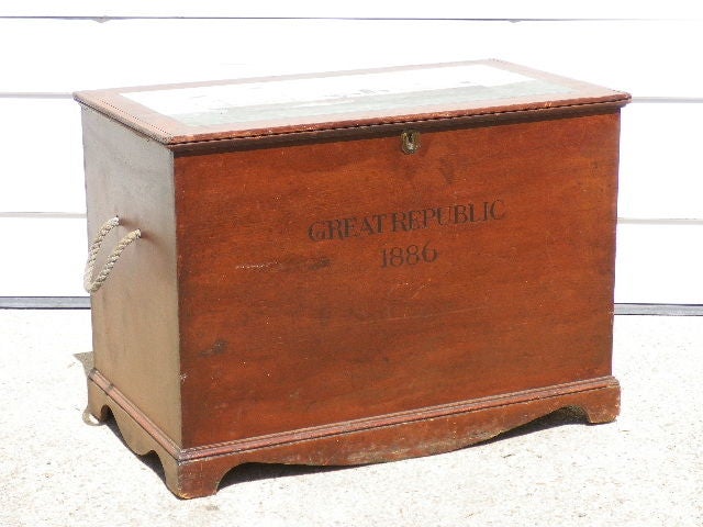 Old Painted English Trunk For Sale