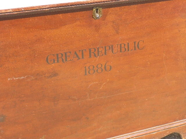 20th Century Old Painted English Trunk For Sale
