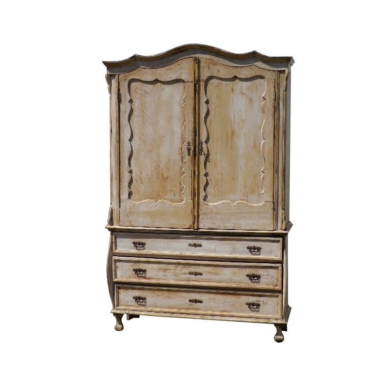 Early 19th C Swedish Cupboard on Chest For Sale