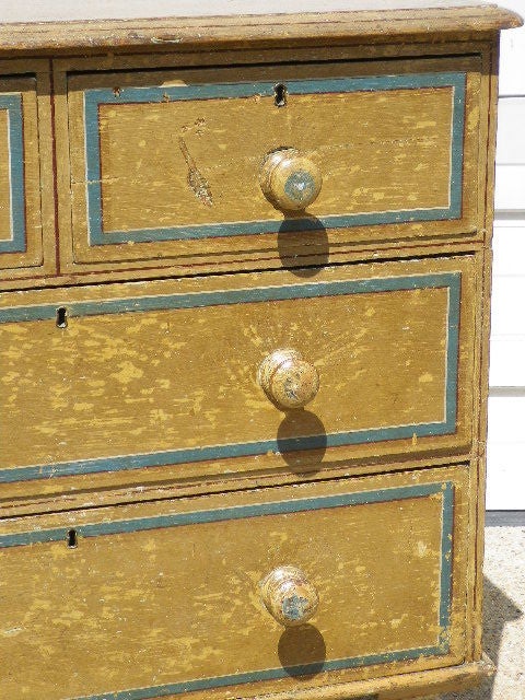 Painted chest of drawers, English circa 1880, four drawers with bun feet.