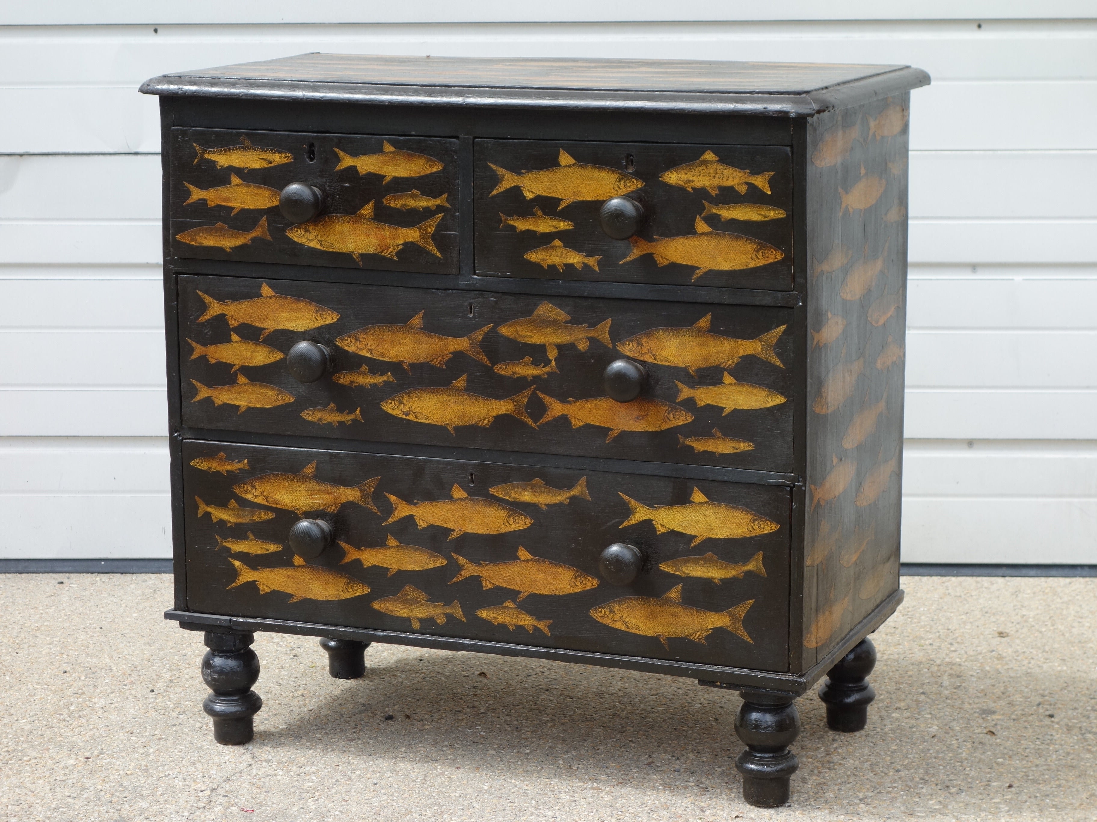 Black Decoupage Chest of Drawers