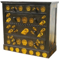 English Chest of Drawers with Decoupage Shell Design
