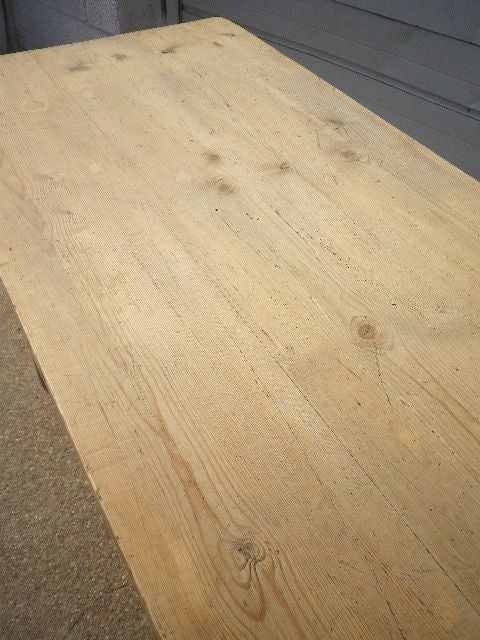 Patinted Table with Raw Pine Top In Good Condition In Bridgehampton, NY