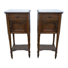 English Bedside tables with Marble Tops