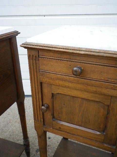 English Bedside tables with Marble Tops