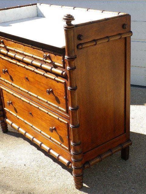 French faux bamboo chest of drawers In Good Condition In Bridgehampton, NY