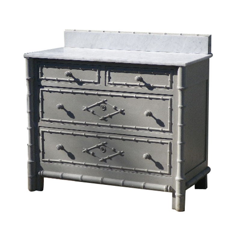 Painted Faux Bamboo Chest of Drawers For Sale