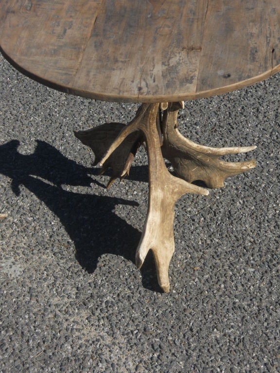 Unusual side tables with large antler horn base. Could also be sold individually. Please contact for current availability.