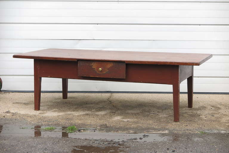 Fruit wood country style coffee table with one drawer, France c 1880