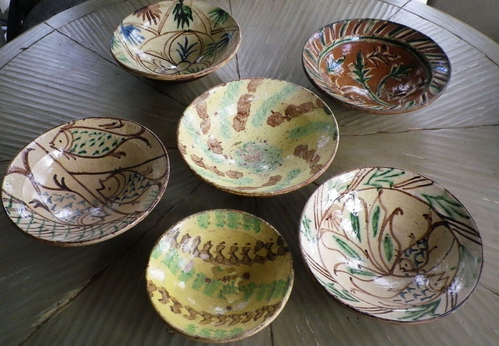 Glazed earthenware bowls from India, in a variety of designs.And sizes. Sold separately, from $125 each