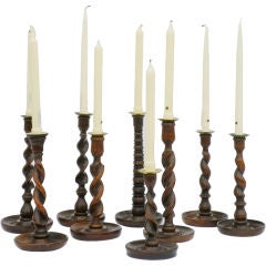 Oak Barley Twist Candelsticks