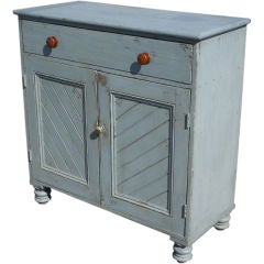 Antique Irish Blue Painted Pine Panelled Cabinet