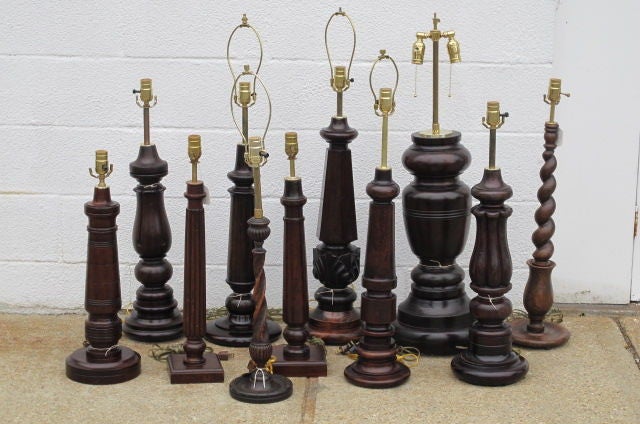 We carry a selection of turn of last century English table Lamps made from old English table legs. Sold separately, contact us for your requirements. $ 450 - $1250 each
