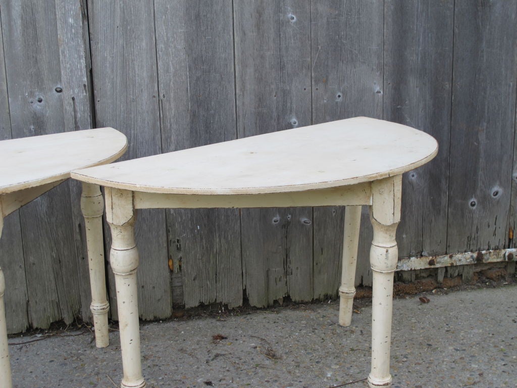 English Pair of Demi Lune Tables For Sale