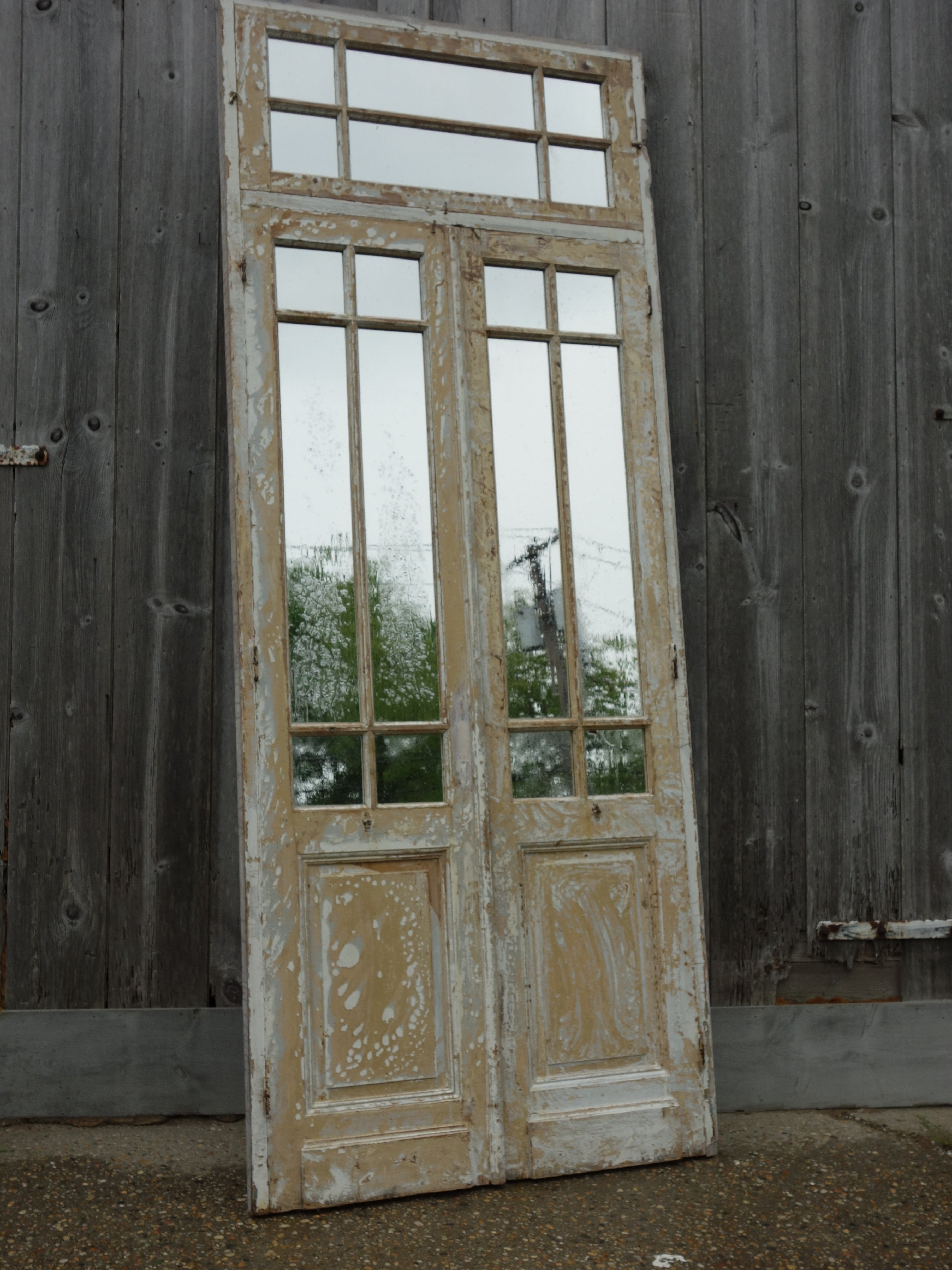 Mirrored Primitive Painted Wood Door For Sale