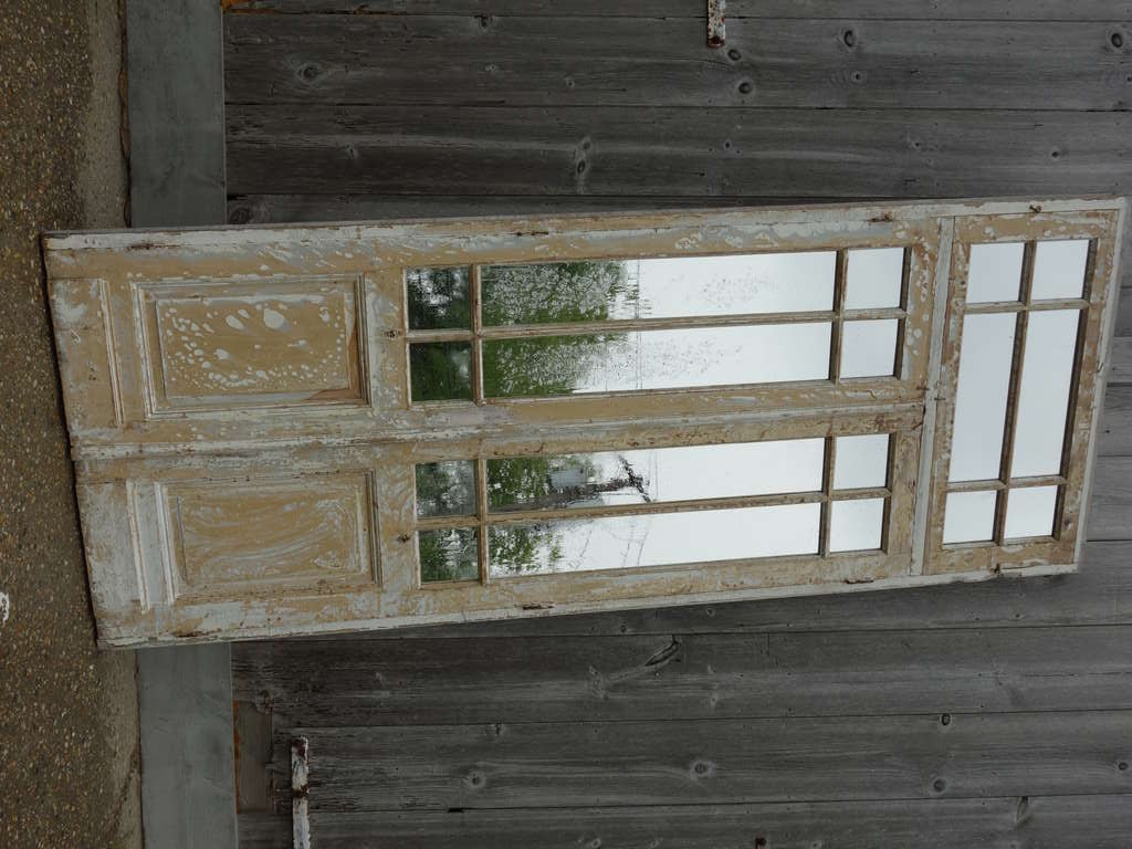 Mirrored Primitive Painted Wood Door For Sale 3