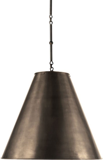 Pendant Light with Large Conical Shade In Good Condition For Sale In Bridgehampton, NY