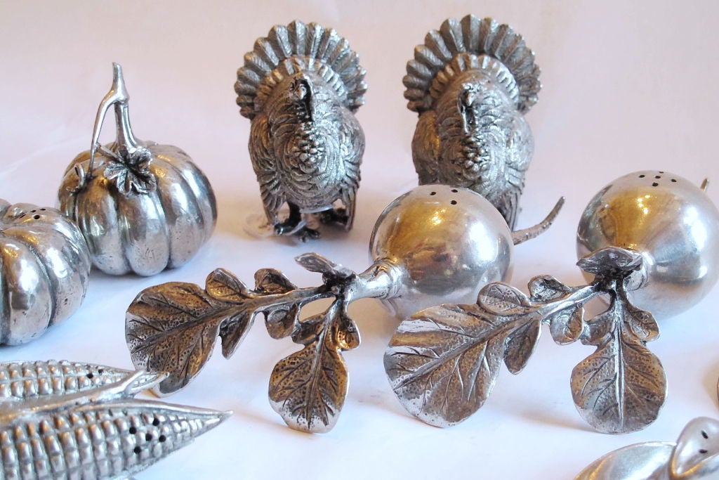 Pefect Gifts for the Holidays! Solid Pewter salt & pepper sets for the holiday table. sold in pairs, various pricing. Cowboy Hats $105, Pumpkins $ 96.00