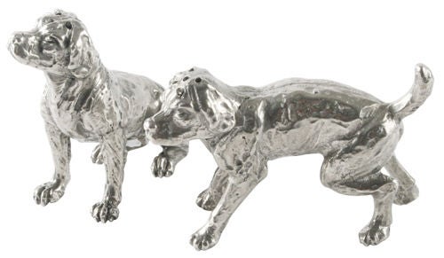 Salt & Pepper Spaniels in Pewter In Good Condition For Sale In Bridgehampton, NY