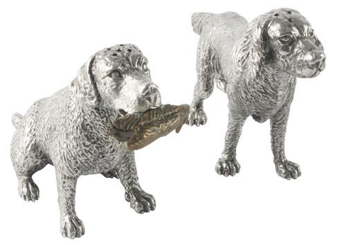 Contemporary Salt & Pepper Spaniels in Pewter For Sale