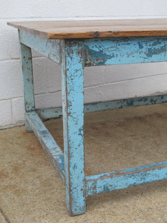 English Low Painted Table with natural top