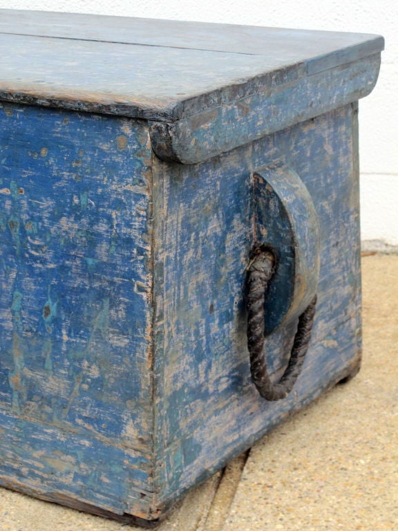 English Blue Painted Trunk