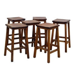 Set of Six Oak Stools
