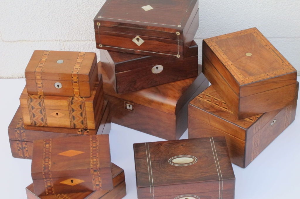 English Marquetry Boxes In Good Condition For Sale In Bridgehampton, NY
