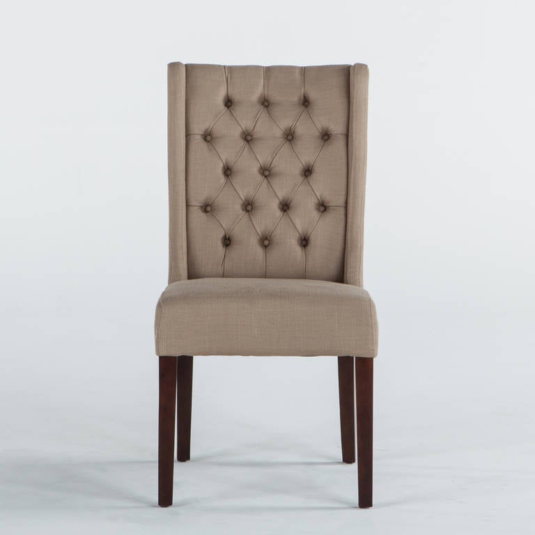 Contemporary Tufted Linen Chair For Sale