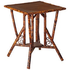 Large Bamboo Leather Top Table