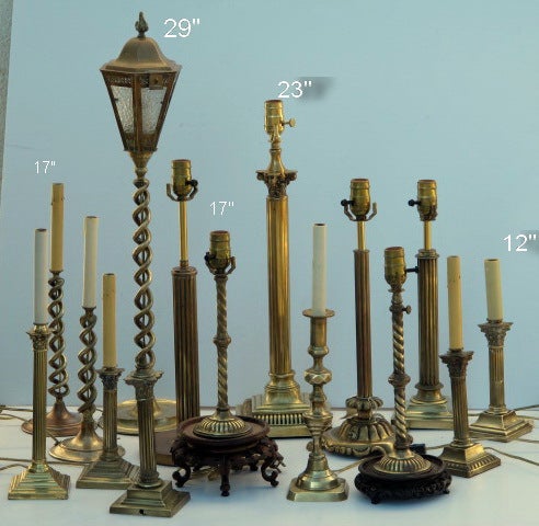 We carry a selection of English candlestick lamps in brass. Sold separately, priced from $ 350- $1500 each