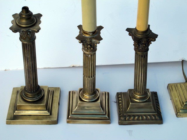 20th Century Brass Candlestick Lamps For Sale