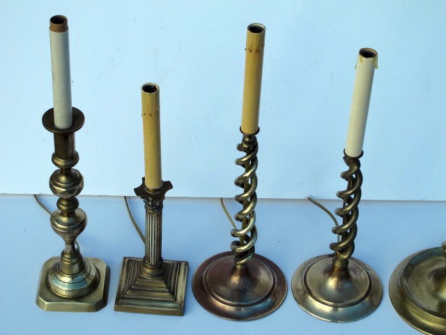 Brass Candlestick Lamps For Sale 2