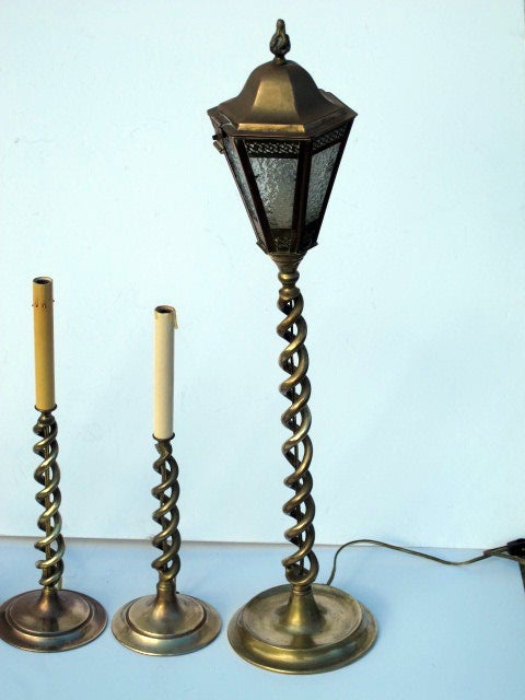 Brass Candlestick Lamps For Sale 3