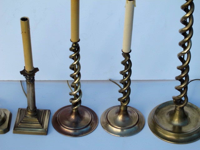 Brass Candlestick Lamps For Sale 4