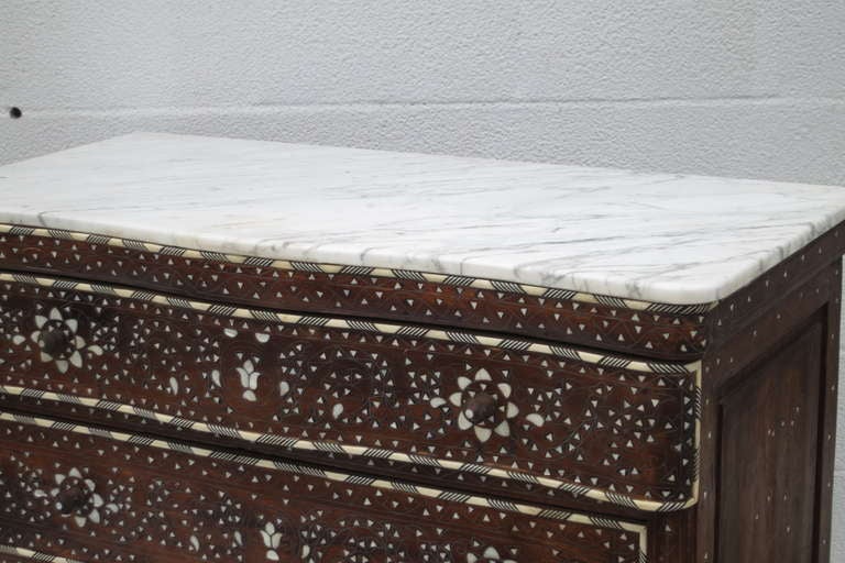 20th Century Syrian Chest of Drawers with Marble Top