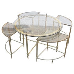 French Brass and Glass Cocktail Nesting Tables