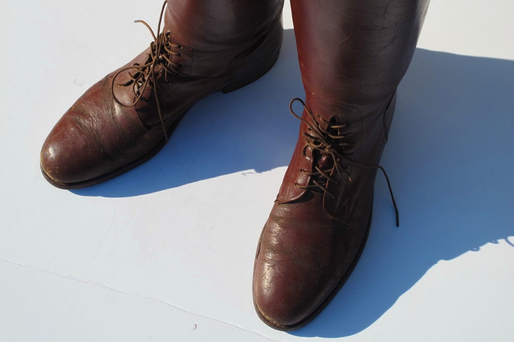 Mid-20th Century Vintage Riding Boots with Wooden Trees