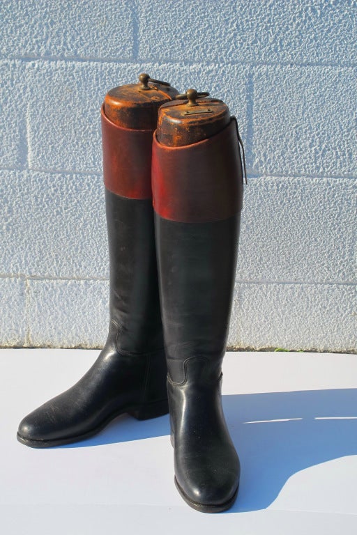 Leather Vintage Riding Boots with Wooden Trees